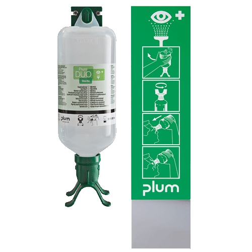 PLUM Augenspül-Wandstation mit 1 x Isotone Lösung DUO-Flasche
